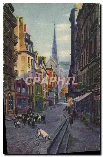 Cartes postales Paris En Flanant Rue du Haut Pave Chevres Chien