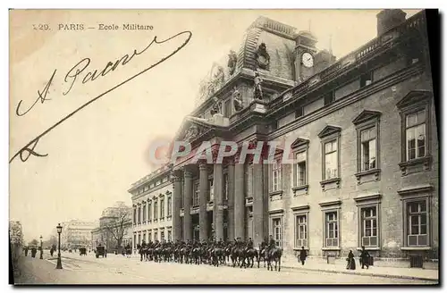 Cartes postales Paris Ecole militaire Chevaux Militaria