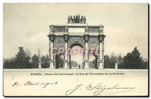 Cartes postales Paris Place du Carrousel L Arc de Triomphe de la Victoire