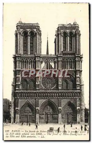 Cartes postales Paris La Facade de Notre Dame