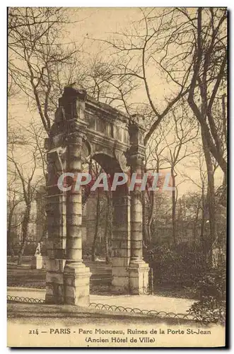 Ansichtskarte AK Paris Parc Monceau Ruines de la Porte St Jean Ancien hotel de ville