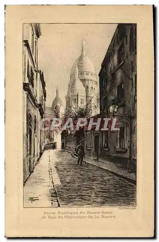 Cartes postales Paris Basilique du Sacre Coeur et rue du Chevalier de la Barre Montmartre