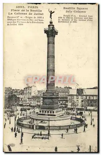 Cartes postales Paris Place de la Bastille La Colonne de Juillet