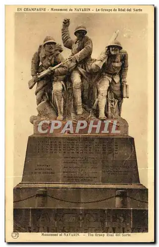 Ansichtskarte AK En Champagne Monument De Navarin Le Groupe de Real del Sarte Militaria