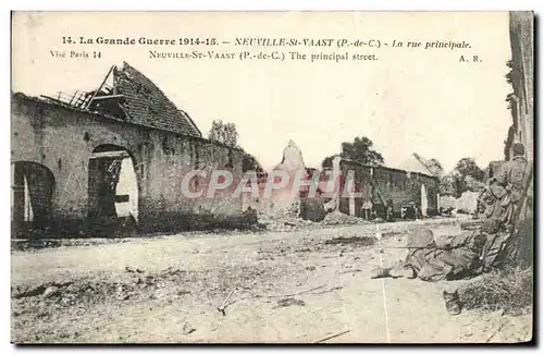 Cartes postales Neuville St Vaast La Rue Principale Militaria