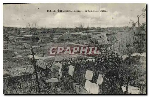 Cartes postales La Fere Devastee Le Cimetiere Profane Militaria