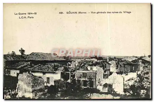 Ansichtskarte AK Souain Vue Generale des Ruines du Village Militaria