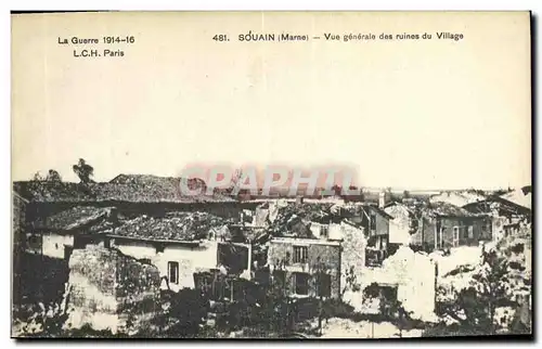 Ansichtskarte AK Souain Vue Generale des Ruines Du Village Militaria