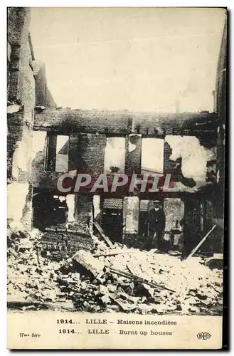 Cartes postales Lille Maisons Incendiees Militaria