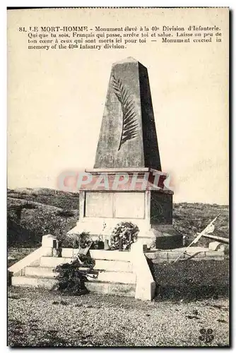 Ansichtskarte AK Le Mort Homme Monument Eleve a La 40eme division d infanterie Militaria