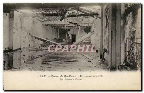 Cartes postales Arras Couvent du Bon Posteur Un Dortoir Bombarde Militaria