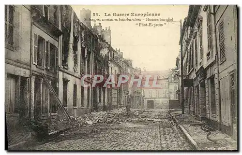 Cartes postales Soissons Maisons Bombardees Militaria