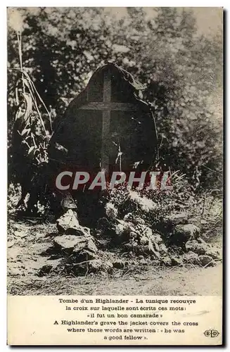 Cartes postales Tombe d Un Highlander La Tunique Recouvre la croix Militaria