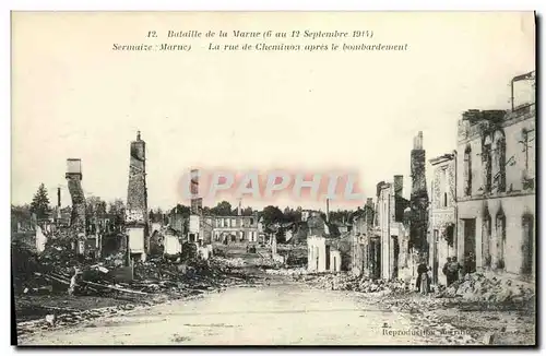 Ansichtskarte AK Sermaize La Rue De Chemin Apres Le Bombardement Militaria