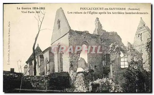 Ansichtskarte AK Foucaucourt En Santerre Les Ruines de L Eglise Apres Les Terribles bombardements Militaria