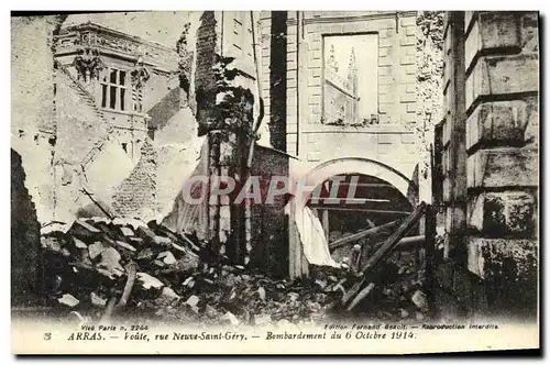 Cartes postales Arras Voute vue Neuve Saint Gery Bombardement du 6 octobre 1914 Militaria