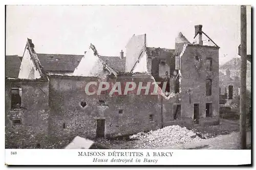 Cartes postales Maisons Detruittes A Barcy Militaria