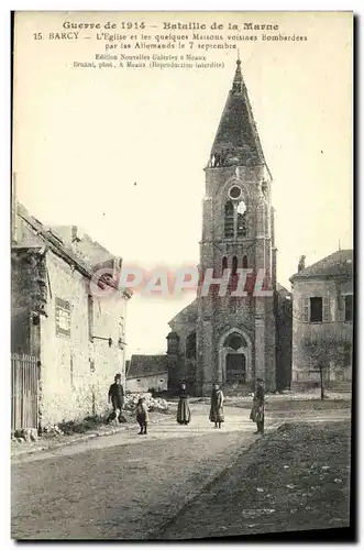 Cartes postales Barcy L Eglise et les Quelques Maisons Voisines bombardees Militaria