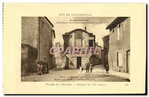 Cartes postales Cite De Carcassonne Place De L Eglise Maison Du 12eme