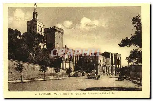 Cartes postales Avignon Vue Generale du Palais et la Cathedrale