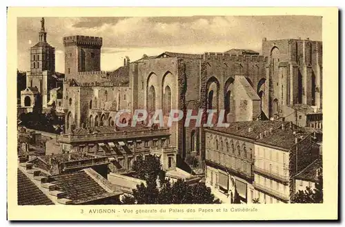 Cartes postales Avignon Vue Generale du Palais et la Cathedrale