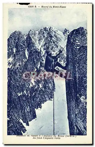 Cartes postales Chamonix Descente en rappel a l aiguille du Moine Auf fond l aiguille certe Alpinisme