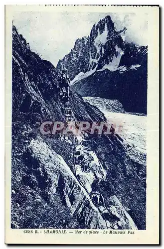 Cartes postales Chamonix Mer de Glace Le Mauvais Pas