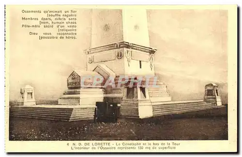 Cartes postales ND De Lorette Le Cenotaphe et le bas de la Tour L interieur de l ossuaire