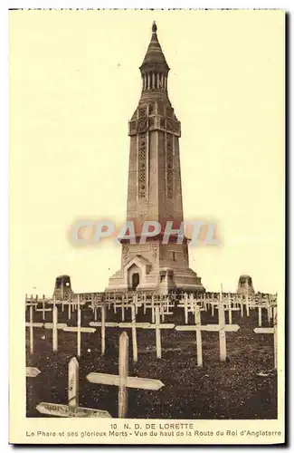 Cartes postales De Lorette Le Phare et ses Glorieux Morts Vue du Haut de la route du roi d Angleterre