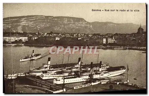 Cartes postales Geneve Vue sur Rade et la Ville Bateaux