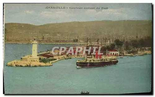 Cartes postales Marseille Courrier Sortant du Port Bateau