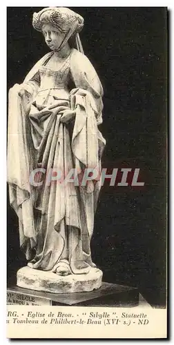 Cartes postales Bourg Eglise de Brou Sibylle Statuette du tombeau de Philibert le Beau