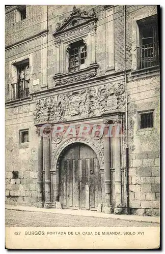 Cartes postales Burgos Portada De La Casa De Miranda