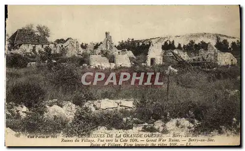 Cartes postales Ruines de la grande guerre Berry au Bas Ruines du village Militaria