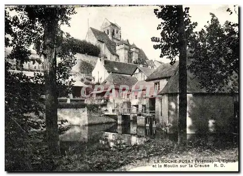 Cartes postales La Roche Posay L Eglise et le moulin sur la Creuse