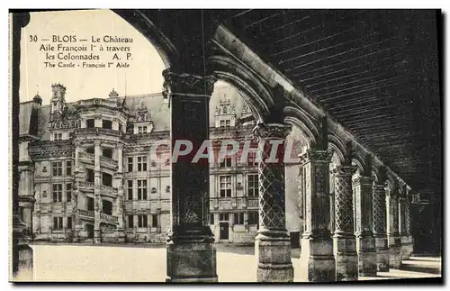 Cartes postales Blois La Chateau Aile Francois 1er Facade a travers les Colonnades