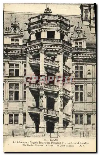 Cartes postales Blois La Chateau Facade Interieure Francois 1er Le Grand Escasier