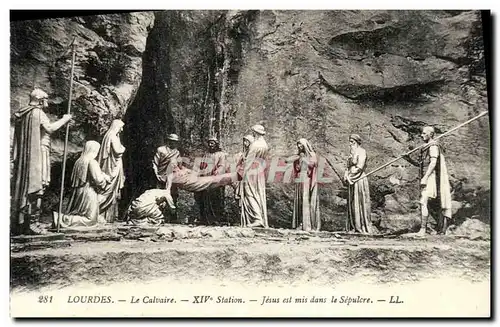 Cartes postales Lourdes Le Calvaire 14eme Station Jesus est mis dans le Sepulcre