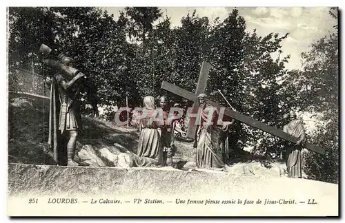 Cartes postales Lourdes Le Calvaire Station Une Femme pieuse essuie la face de Jesus Christ