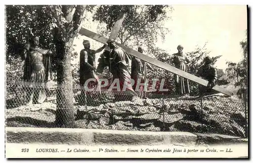 Ansichtskarte AK Lourdes Le Calvaire Simon le Cyreneen aide Jeus a Porter sa croix