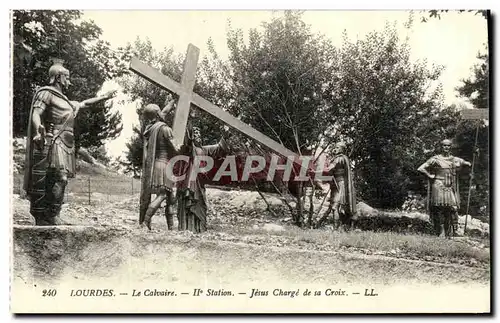 Ansichtskarte AK Lourdes Le Calvaire Station Jesus Charge de sa Croix