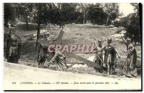 Cartes postales Lourdes Le Calvaire Station Jesus tombe Pour La premiere fois