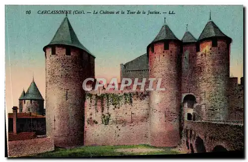 Cartes postales Carcassonne Le Chateau et la Tour de la Justice