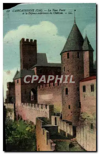 Ansichtskarte AK Carcassonne La Tour Pinte et la Defense exerieure du Chateau