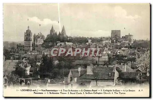 Ansichtskarte AK Loches Vue Panoramique Tour St Antoine Chateau Royal