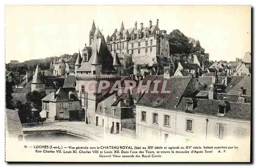 Ansichtskarte AK Loches Vue Generale vers le Chateau Royal