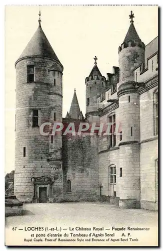 Cartes postales Loches Chateau Royal Facade Renaissance et porte d entree du tombeau d Agnes Sorel