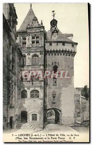 Cartes postales Loches L Hotel de Ville Vu de Face et la porte Picoys