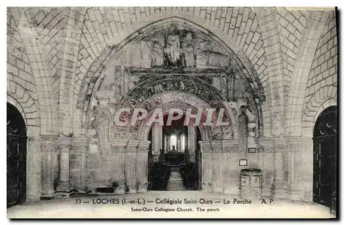 Ansichtskarte AK Loches Collegiale Saint Ours Le Porche