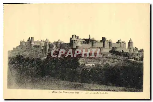 Cartes postales Cite de Carcassonne vue Generale Sud Est